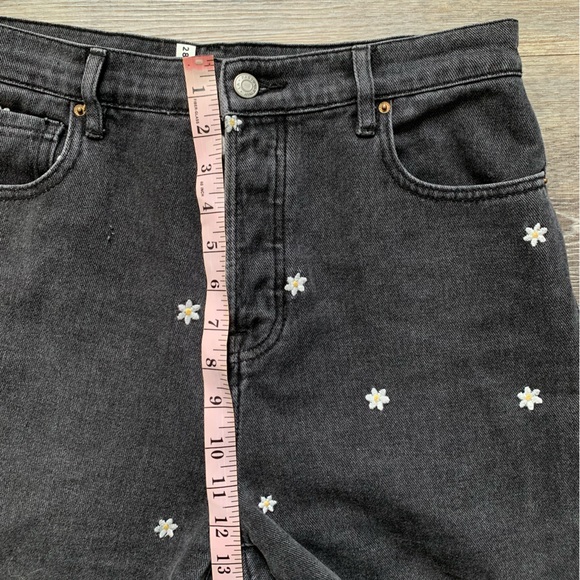 PacSun Black Straight Leg Jeans with White Floral Pattern - Picture 7 of 9